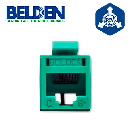 conector modular jack rj45 cat6 revconnect belden rv6mjkugns1 estilo keyconnect verde compatible con faceplate ax102660ax102655