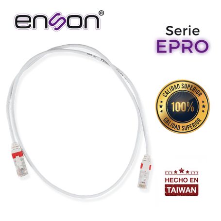 patchcord rj45 enson epro6pc90wh de 90cm cat6 color blanco ultradelgado ideal para terminados en patchpanel de alta densidad
