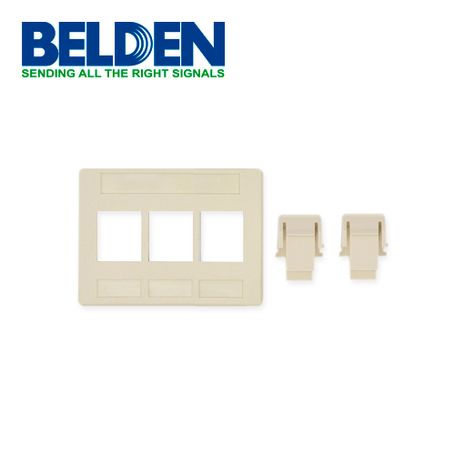 Adaptador Modular Keyconnect Belden Ax102291 3 Puertos Compatible Con Jacks Cat6a Cat6 Cat5e Fibra Y Coaxial Color Blanco Uso In