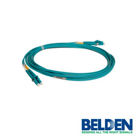 jumper de fibra optica belden fp3ldld003m forro pvc color aqua flamabilidad ofnr riser tipo de fibra multimodo om3 50125 micras