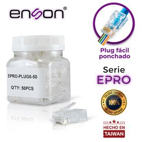 plug facil ponchado enson eproplug650 bote de 50 pzs para cable utp cat6 con sistema de paso de cables passtru que facilita el 