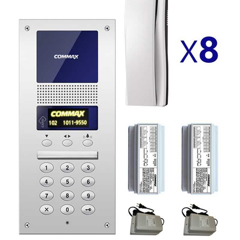 Commax Audiogatepack8  Paquete De Audioportero Para Edificios Departamentales/ Incluye Frente De Calle 8 Auriculares 2 Distribui