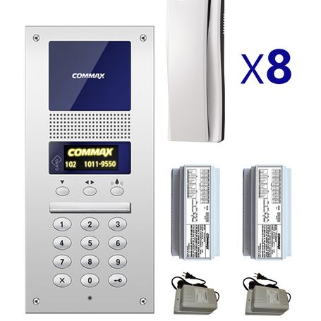 Commax Audiogatepack8  Paquete De Audioportero Para Edificios Departamentales/ Incluye Frente De Calle 8 Auriculares 2 Distribui