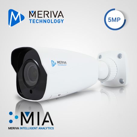 Camara Ip Bullet Meriva Technology Mobe500z / 5mp / H.265/ 3.6  12mm Motorizado / 50m Ir / Slot Micro Sd / Salida Bnc / Camara H