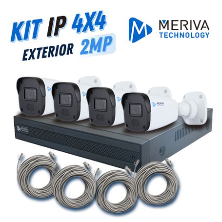 kit 4x4 ip interiorexterior bullet 2mp 1080p incluye 1 nvr poe 4ptos  4 cam bullet ip 2mp 28mm  cables preponchados de 18mts