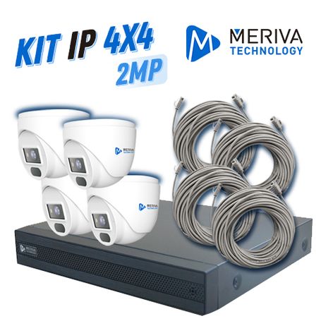 kit 4x4 ip interior  exterior domo 2mp 1080p incluye 1 nvr poe 4ptos  4 cam domo ip 2mp 28mm  cables preponchados de 18mts