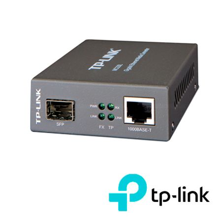 convertidor de medios  tplink mc220l  1 puerto gigabit sfp  1 puerto rj45 1000mbps  consumo 395  500m utilizando fibra 50125μm