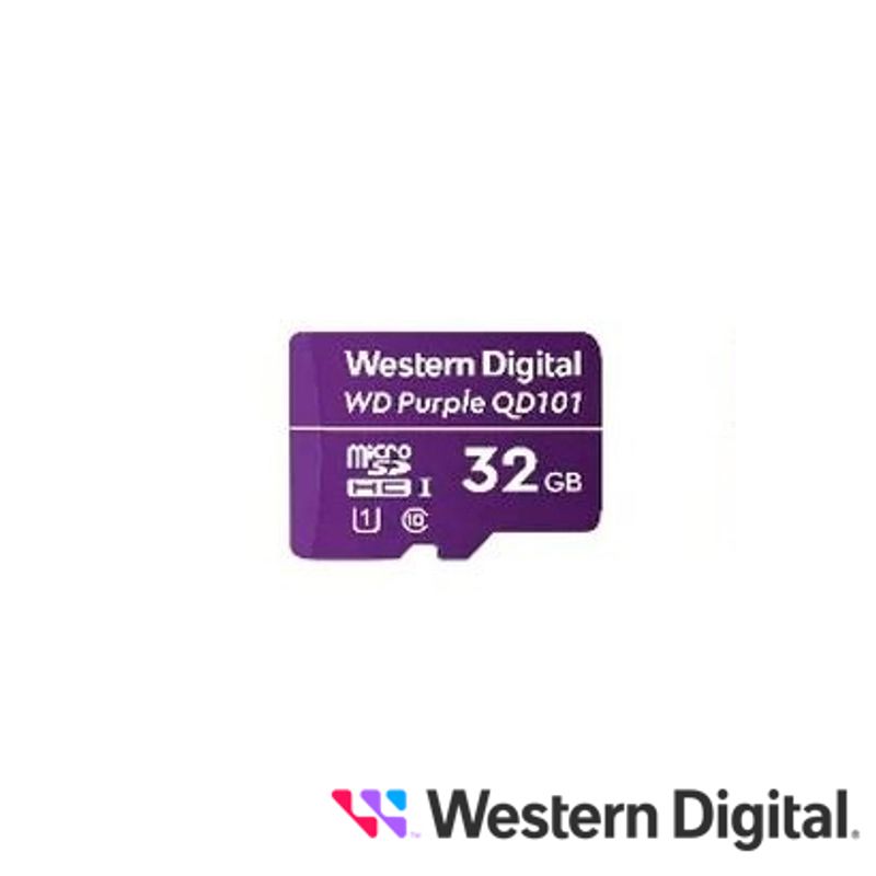 Tarjeta Microsd Serie Wd Purple 32gb Wdd032g1p0c Clase 10 U1 Sobre Escritura De Hasta 16 Tbw Especial Para Videovigilancia