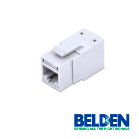 Conector Modular Jack Rj45 Cat6a Revconnect Belden Rvamjkuews1 Estilo Keyconnect Blanco Compatible Con Faceplate Ax102660ax10265