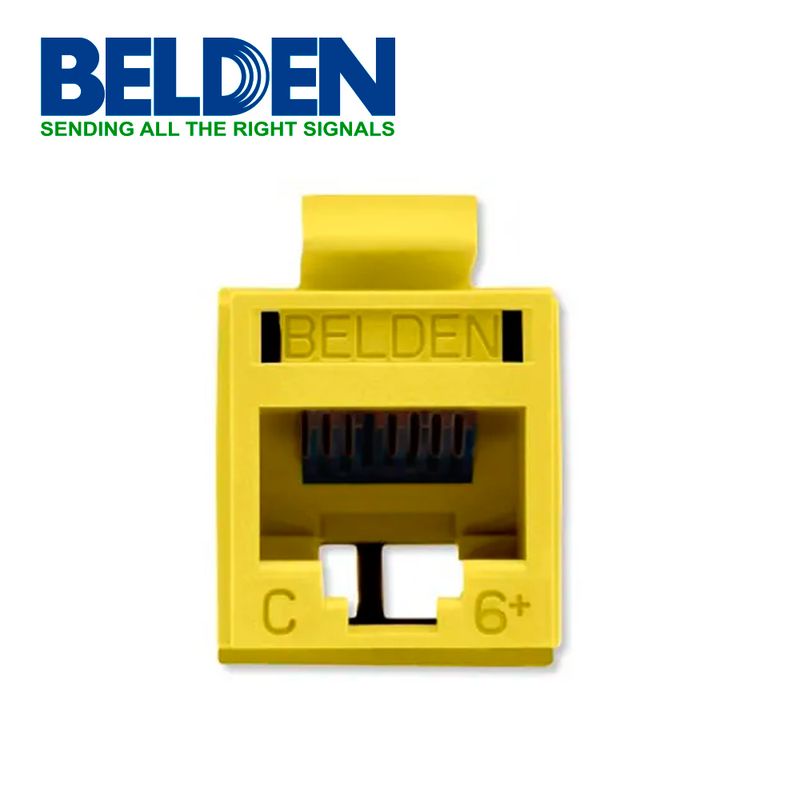 Conector Modular Jack Rj45 Cat6 Revconnect Belden Rv6mjkuyls1 Estilo Keyconnect Amarillo Compatible Con Faceplate Ax102660ax1026