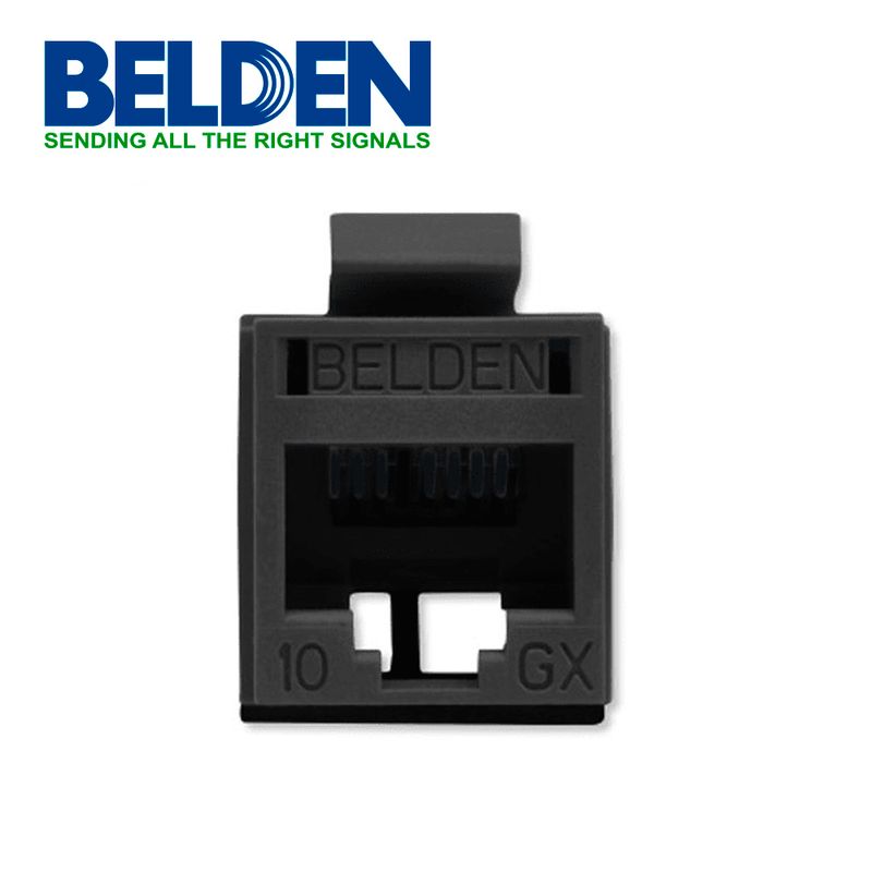 Conector Modular Jack Rj45 Cat6a Revconnect Belden Rvamjkubks1 Estilo Keyconnect Negro Compatible Con Faceplate Ax102660ax102655