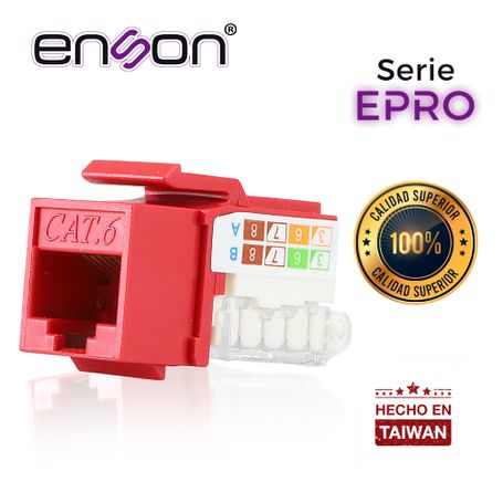 conector modular jack rj45 enson eprotljack6rd serie pro terminado sin pinzas posicion vertical cat6 color rojo compatible con 