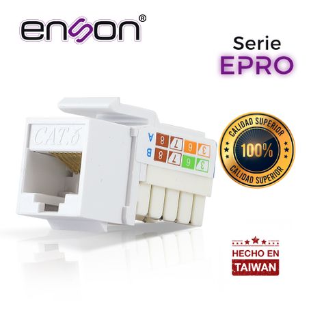 conector modular jack rj45 enson eprojack6wh serie pro posicion vertical cat6 color blanco compatible con placas enson eprofp r