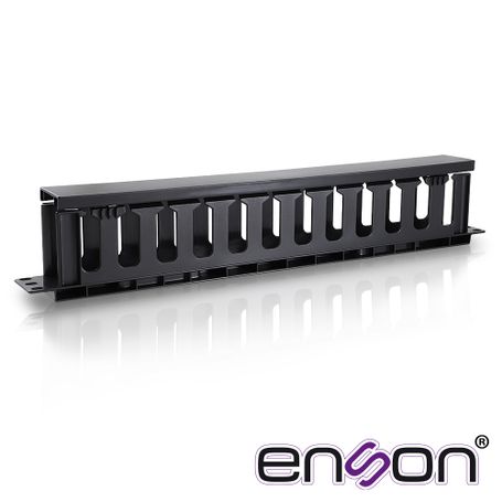 Organizador Horizontal Frontal Para Rack Enson Enscm14 1ur Con Peines De Policarbonato Tapa Removible Y Abatible Para Mayor Prot