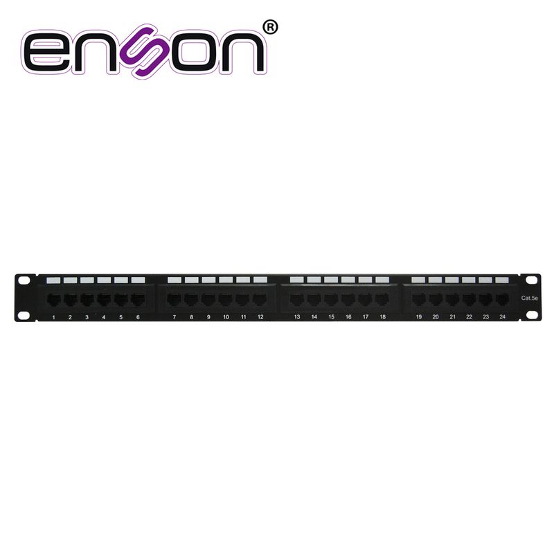 Patch Panel Enson Enspa24p5e 1ur Precargado Cat5e 24 Puertos Montaje En Rack Estandar 19