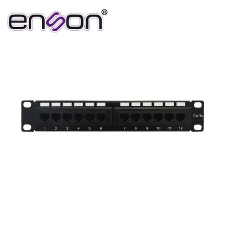 patch panel enson enspa1210p5e 1ur precargado cat5e 12 puertos montaje en rack de 10 pulg de pared