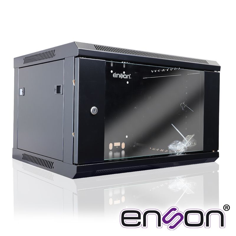 Gabinete De Pared Enson Ensrkgb6u 6ur Puerta Frontal De Cristal Templado Con Cerradura De Seguridad Ranuras De Ventilacion En La