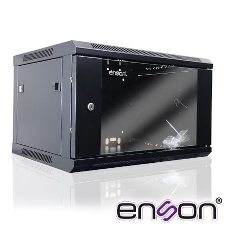 gabinete de pared enson ensrkgb6u 6ur puerta frontal de cristal templado con cerradura de seguridad ranuras de ventilacion en l