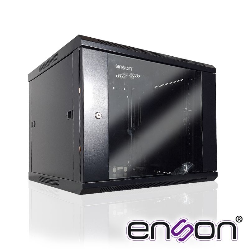 Gabinete De Pared Enson Ensrkgb9u 9ur Puerta Frontal De Cristal Templado Con Cerradura De Seguridad Ranuras De Ventilacion En La