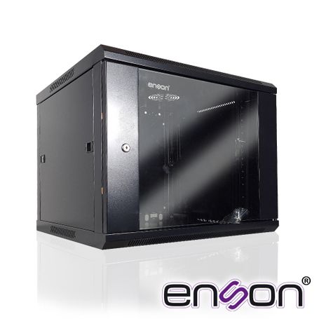 gabinete de pared enson ensrkgb9u 9ur puerta frontal de cristal templado con cerradura de seguridad ranuras de ventilacion en l