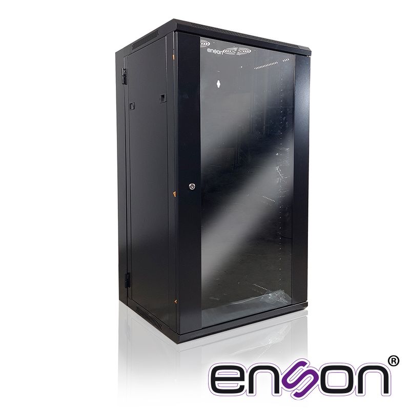 Gabinete De Piso/pared Enson Ensrkgu22pro 22u Puerta Frontal De Cristal Templado Con Cerradura De Seguridad Puerta Trasera Abati