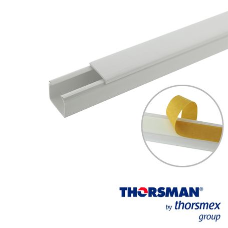 canaleta thorsman tmk1720 520101252 paq 2 pza  de 110m 17mm  20mm autoadherente 2pz color blanco resistencia a la humedad y atm