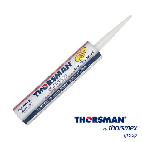 pegathor para canaletas thorsman 999988888 color blanco tubo de 300 mlrendimiento 35 m lineales con un cordón de 5mm 70 g  18 m