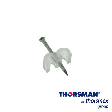 grapa doble con clavo integrado sujethor thorsman tdc 46 340100100  22mm x 15mm  caja 100pzas color natural ideal para cable ca