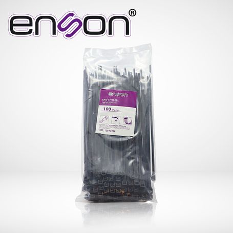 Cincho De Nylon Enson Ensch190b Color Negro De 4.8 X 190mm De Longitud Fuerza De Tension De Hasta 22 Kgs