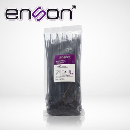 cincho de nylon reutilizable enson enschr200 48 x 200mm de longitud fuerza de tension de hasta 18 kgs

