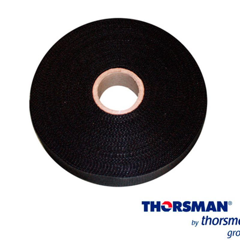 Rollo De Cinta De Contacto  Thorsman Color Negro L 25 Mts 16mm 450002006ideal Para Todo Tipo De Cables Disenada Para El Amarre I