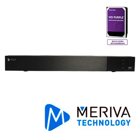 nvr h265 16 canales ip 5mp meriva technology mnvr161616p  16 poe  onvif  salida 1 hdmi  1 vga simultaneas  p2p cloud  so n9000 