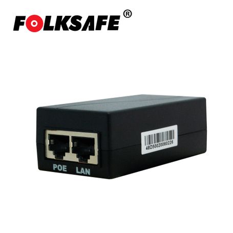 Inyector Poe Folksafe Fs48d500 / Fast Ethernet / 802.3af / Entrada De Voltaje 100240vac / Salida De Voltaje 48vcd 0.5a  Ideal Pa