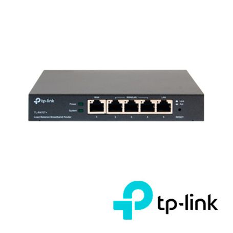 router balanceador de carga  tplink tlr470t  1 puerto wan rj45  1 puerto lan rj45  3 puertos wanlan rj45  velocidad 10100 mbps 