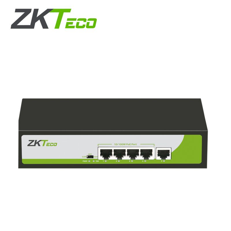 Switch Zkteco Pe04155c 4 Puertos Rj45 10/100 Mbps Con Poe Af/at  1 Puerto Rj45 100 Mbps No Administrable Compatible Con Cualquie