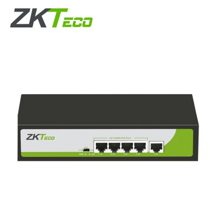 switch zkteco pe04155c 4 puertos rj45 10100 mbps con poe afat  1 puerto rj45 100 mbps no administrable compatible con cualquier