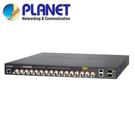 switch poc administrable  planet lrp1622cs  2 puertos rj45 10100 mbps  2 fibra óptica sfp 1001000 mbps  16 canales bnc hembra  