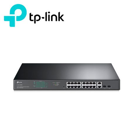 switch administrable tplink tlsg1218mpe  cuenta con 16 puertos rj45 poe afat 101001000 mbps  2 puertos giga sfp  potencia poe t