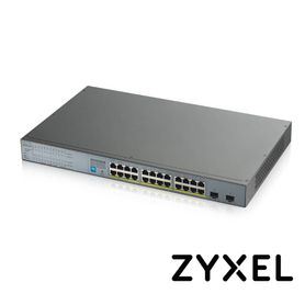 switch zyxel gs130026hp 24 puertos rj45 1001000 mbps con poe afat  2 puertos sfp 1000 mbps noadministrable energia total 250w  