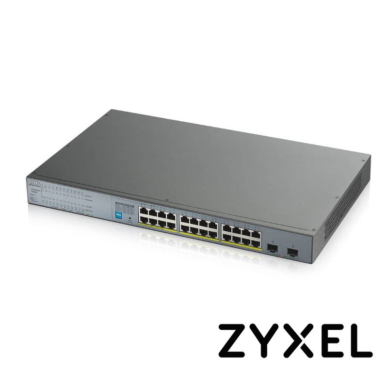 Switch Zyxel Gs130026hp 24 Puertos Rj45 100/1000 Mbps Con Poe Af/at  2 Puertos Sfp 1000 Mbps Noadministrable Energia Total 250w 
