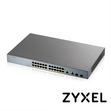 switch zyxel gs135026hp 24 puertos rj45 1001000 mbps con poe afat  2 puertos sfp 1000 mbps administrable l2 compatible con nebu