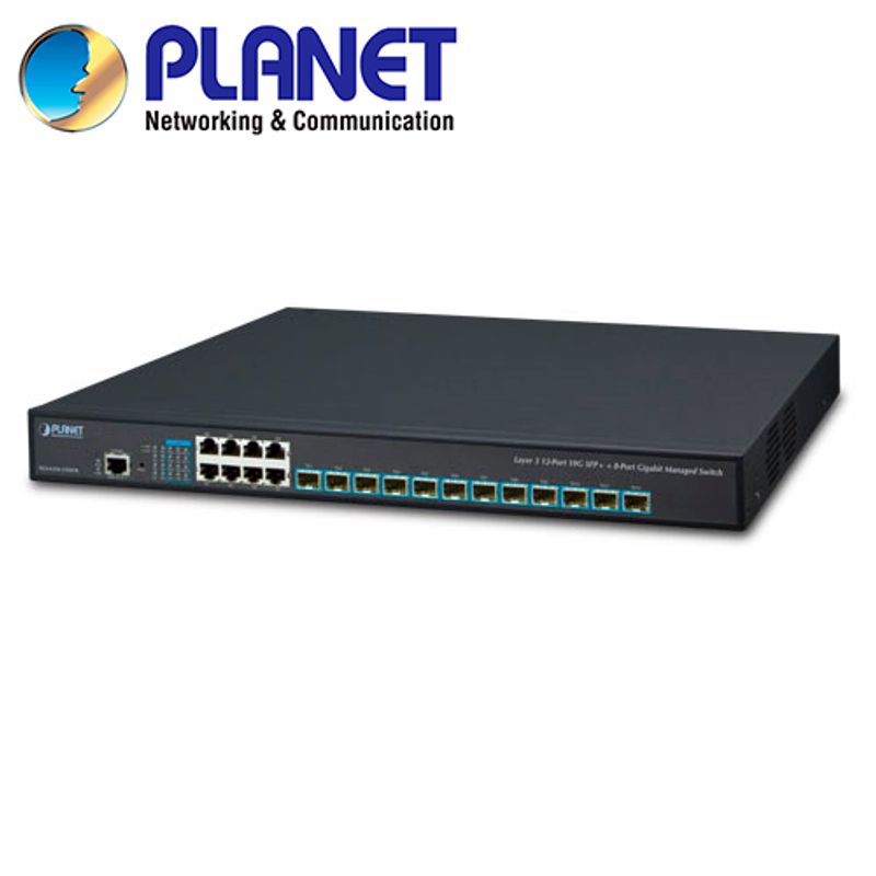 Switch Administrable Capa 3 / Planet Xgs635012x8tr / 8 Puertos Rj45 Mdi/mdix 1000 Mbps / 12 Puertos Sfp 10gigabit Ethernet / 1 P