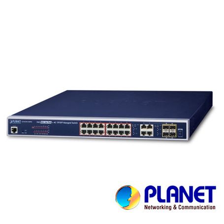 switch planet gs421016p4c administrable l2 16 puertos rj45 velocidad de transmision 101001000 mbps alimentacion poe activo afat