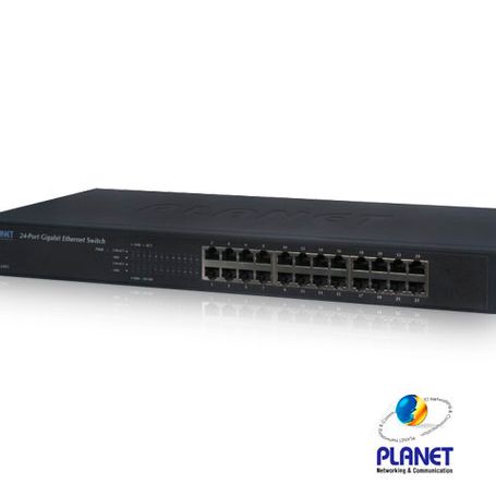 switch 24 puertos rj45 gigabit ethernet 101001000 mbps  no administrable  planet gsw2401  recinto de metal  15w de consumo  aut