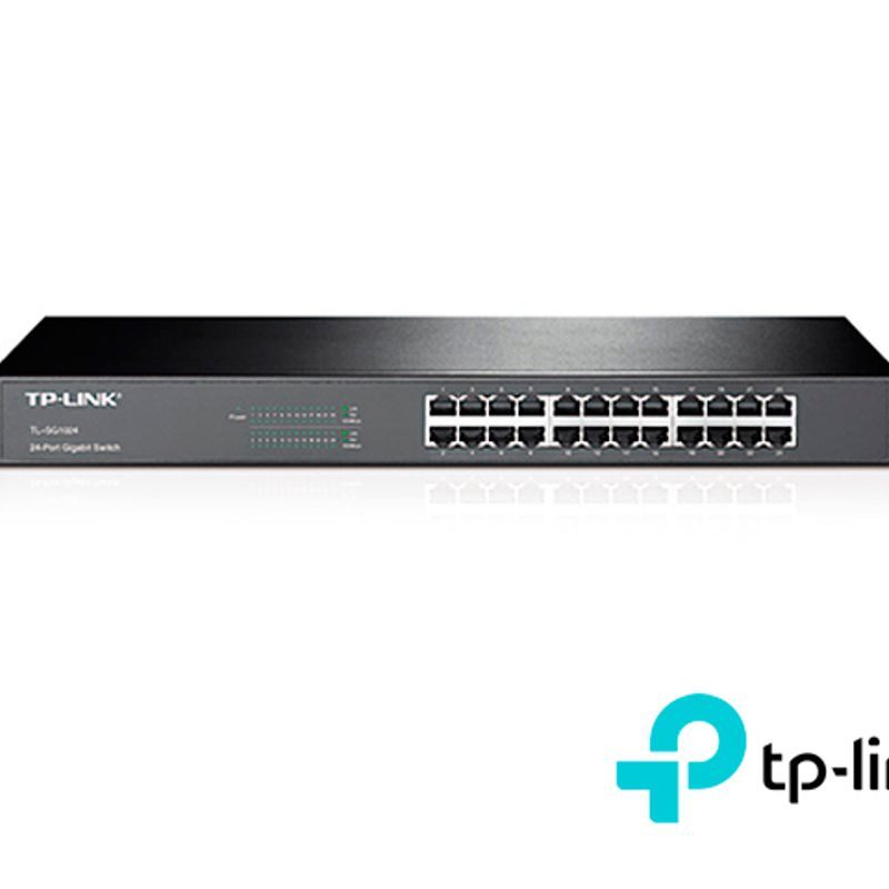 Switch No Administrable Tplink Tlsg1024 Cuenta Con 24 Puertos Rj45 10/100/1000 Mbps Montaje En Rack Carcasa Metálica De 19 Pulga