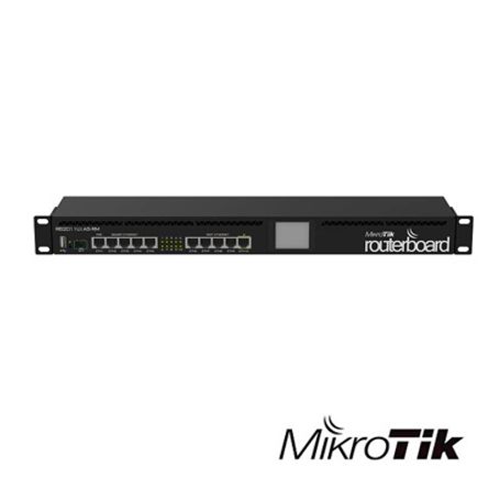 ruteador mikrotik rb2011uiasrm  5 puertos giga  5 puertos fast  1 puerto sfp  panel lcd  montaje en rack  15 watts de consumo  