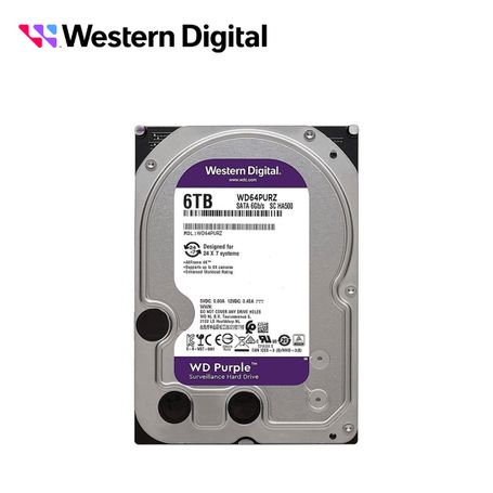 Disco Duro Dd 6tb Sata Wd Purple Wd64purz 24/7 Optimizado Para Videovigilancia Sata Iii 6gb/s 5400 Rpm Compatible Con Dvr Y Nvr 