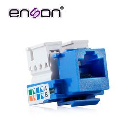 conector jack enson ensjc5bl cat5e color azul a 90 grados ponchado con pinzas y cubrepolvo