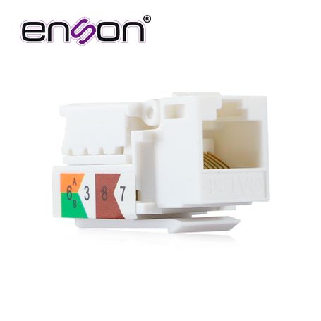 Conector Jack Enson Ensjtl5wh Cat5e Color Blanco A 90 Grados Ponchado Facil Sin Pinzas Y Cubrepolvo