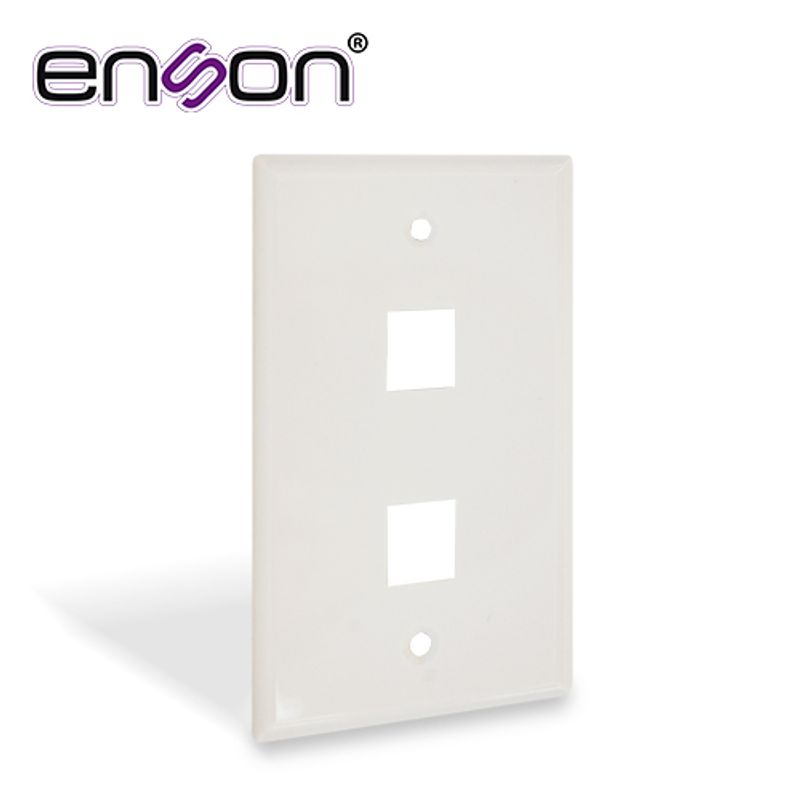 Placa De Pared (faceplate) Universal Ensfp62 Enson 2 Puertos Estilo Keyconnect Cat6a Cat6 Cat5e Conectores De Fibra Optica Y Coa